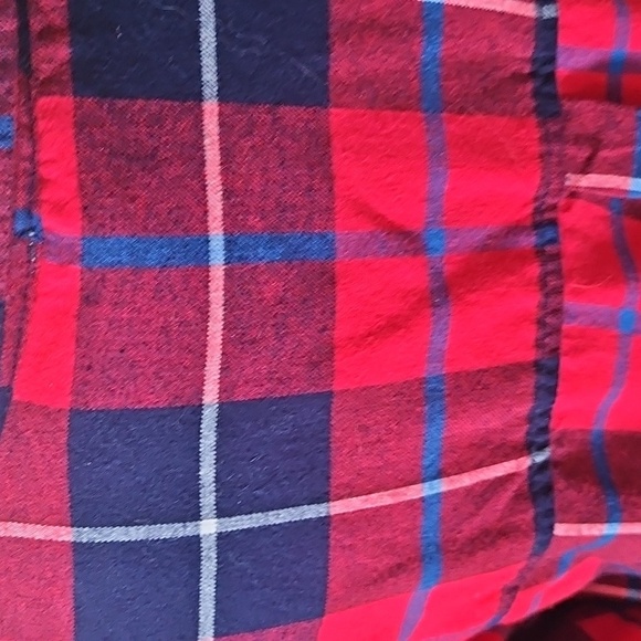 beachlunchlounge Red and Blue Plaid Hi-Low Button Down - Picture 3 of 10